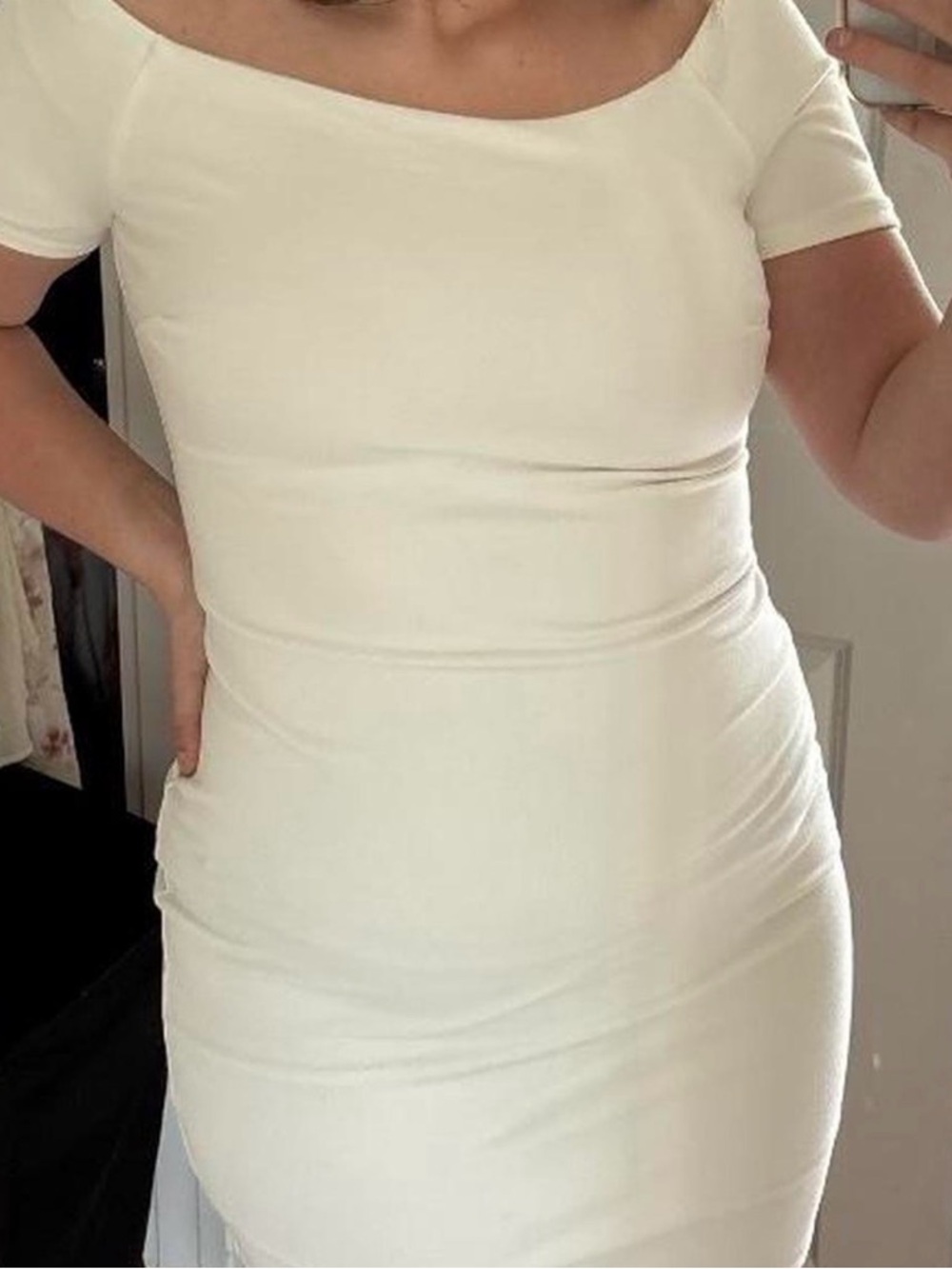 Lulu's White Off-the-Shoulder Mini Bodycon Dress